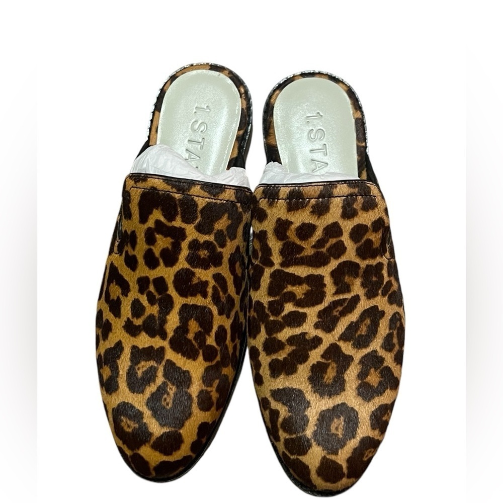 1. State Leopard Print Mules in Brown and Black